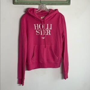 Hollister embroidered Pink Hooded casual Sweatshirt medium pullover